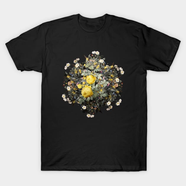 Vintage Sulphur Rose Flower Wreath T-Shirt by Holy Rock Design